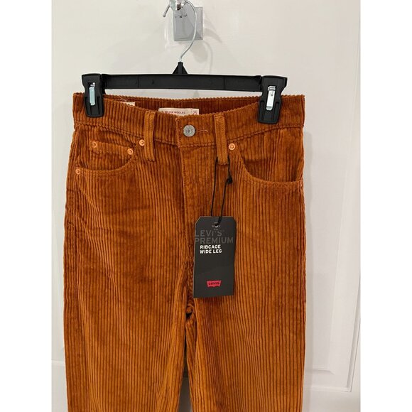 NWT Levi’s Ribcage Wide-Leg Corduroy Flare Jeans Sz 25 x 34 Caramel - Picture 5 of 12